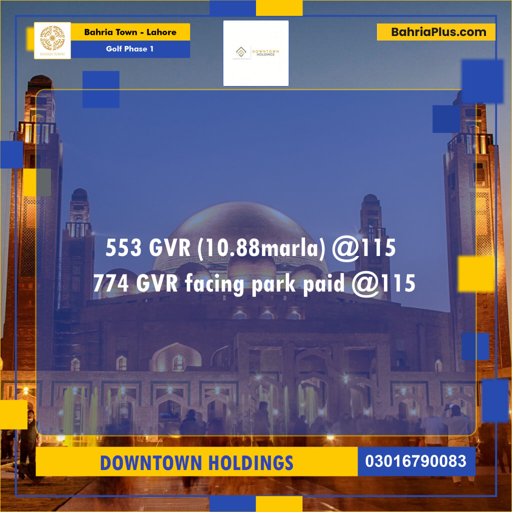 Residential Plot for Sale in Golf Phase 1 -  Bahria Town, Lahore - (BP-179894)
