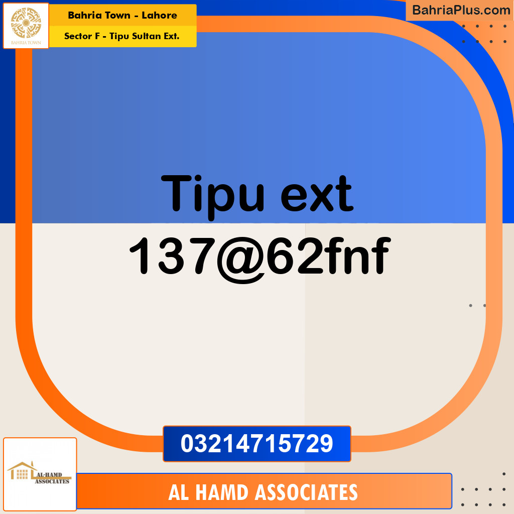 Residential Plot for Sale in Sector F - Tipu Sultan Ext. - Bahria Town, Lahore - (BP-179898)