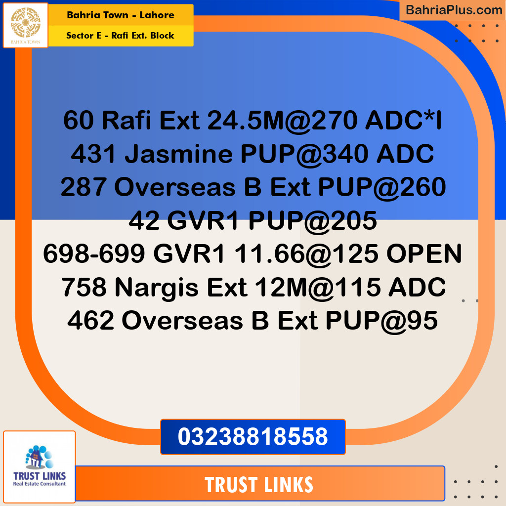 Residential Plot for Sale in Sector E - Rafi Ext. Block -  Bahria Town, Lahore - (BP-179899)