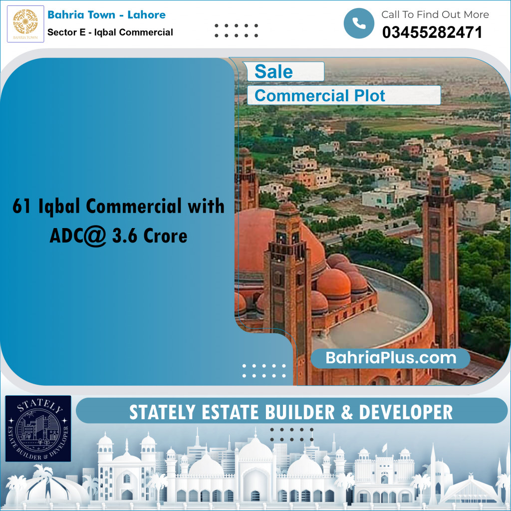 Commercial Plot for Sale in Sector E - Iqbal Commercial - Bahria Town, Lahore - (BP-179986)