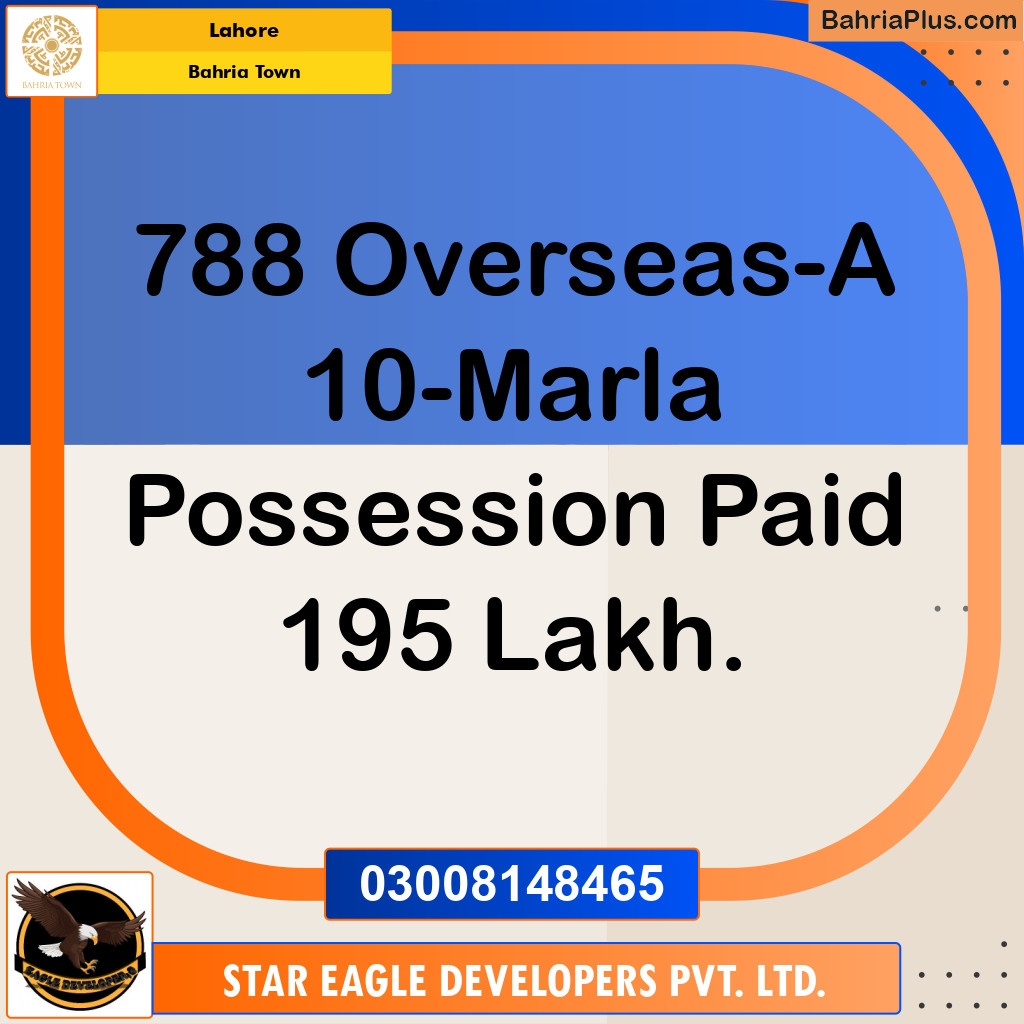 Residential Plot for Sale in Overseas A - Bahria Town, Lahore - (BP-179993)