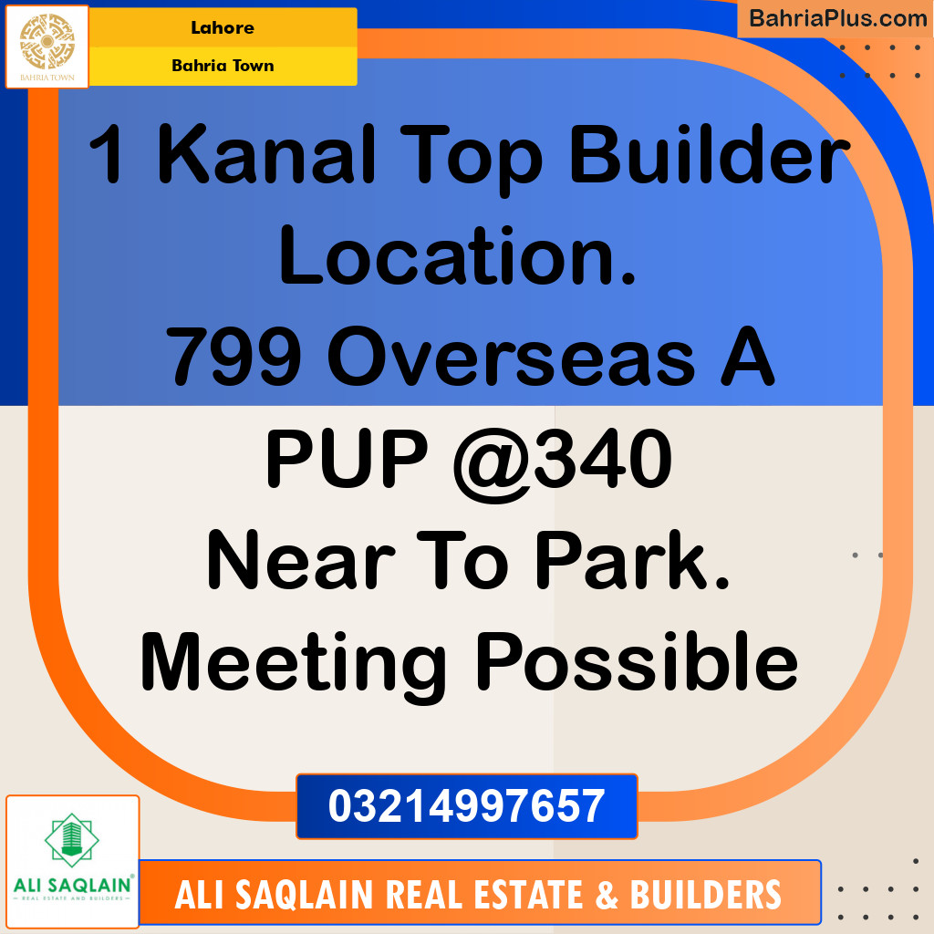 Residential Plot for Sale in Overseas A - Bahria Town, Lahore - (BP-180013)