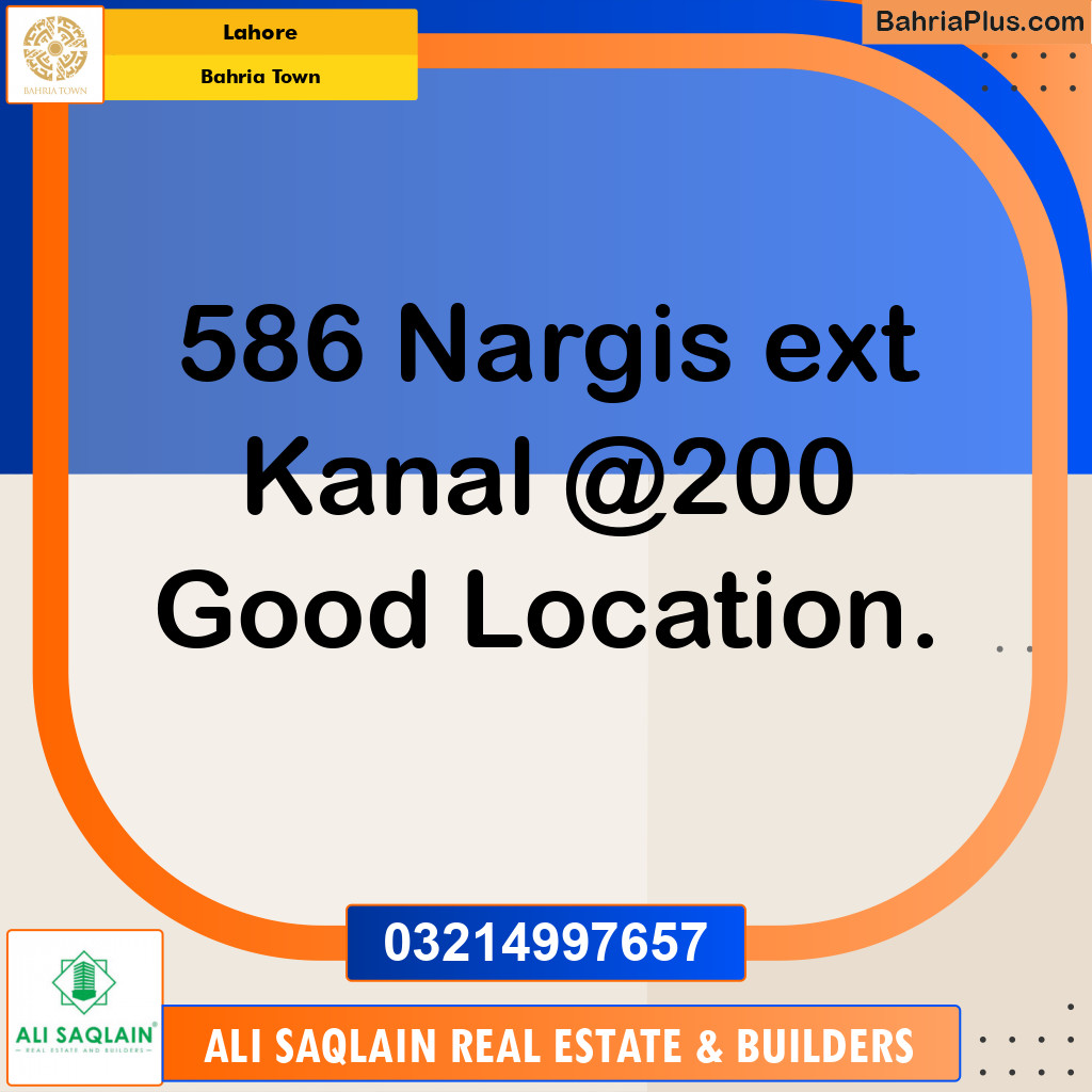 Residential Plot for Sale in Sector C - Nargis/Hussain Ext. -  Bahria Town, Lahore - (BP-180015)