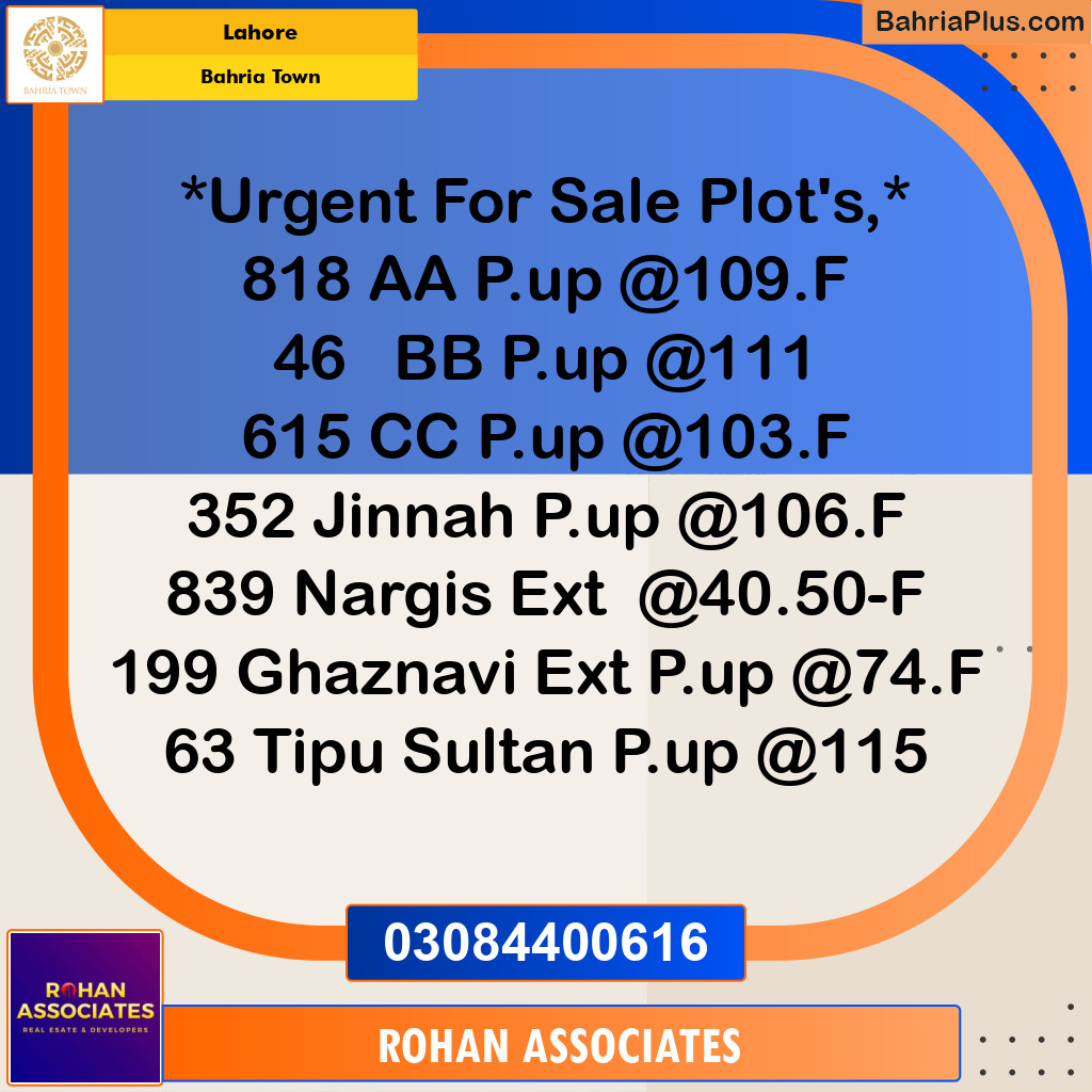 Residential Plot for Sale in Sector D - AA Block - Bahria Town, Lahore - (BP-180045)