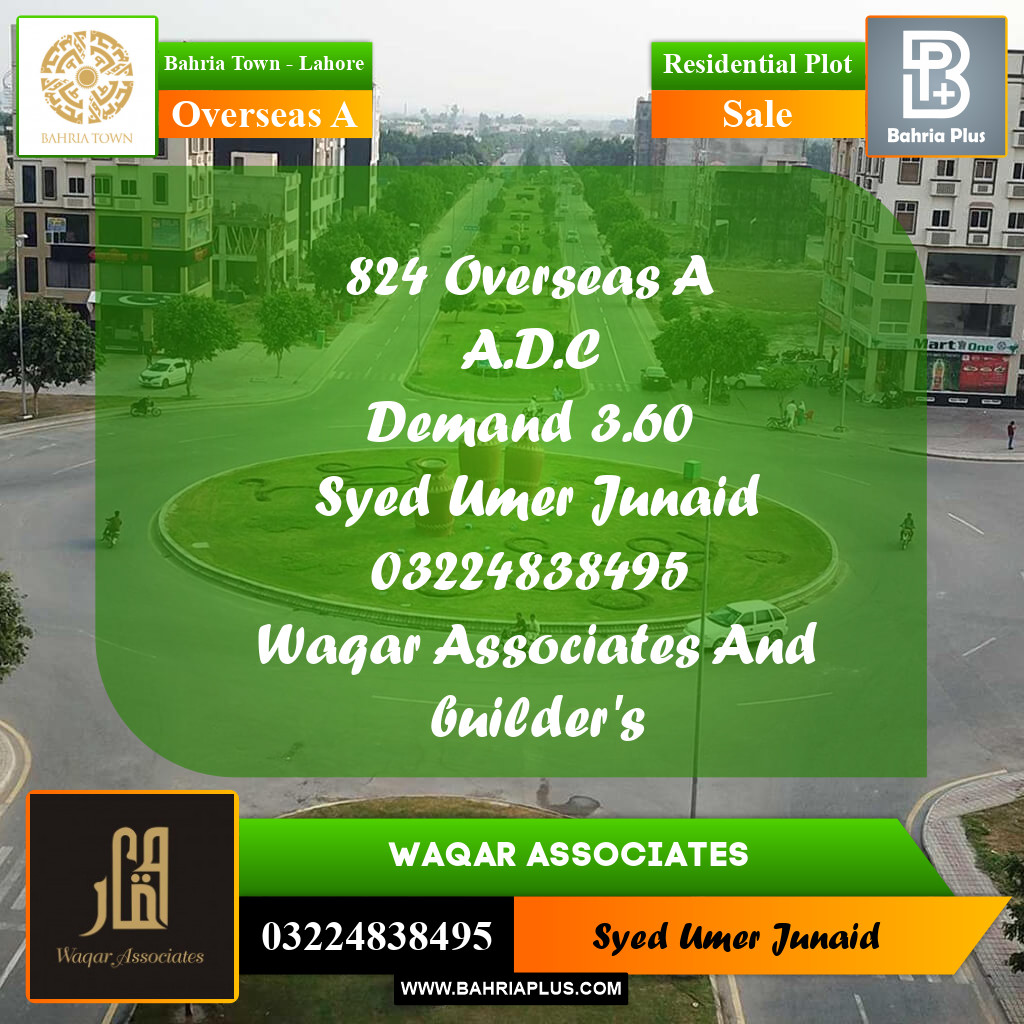 Residential Plot for Sale in Overseas A - Bahria Town, Lahore - (BP-180046)