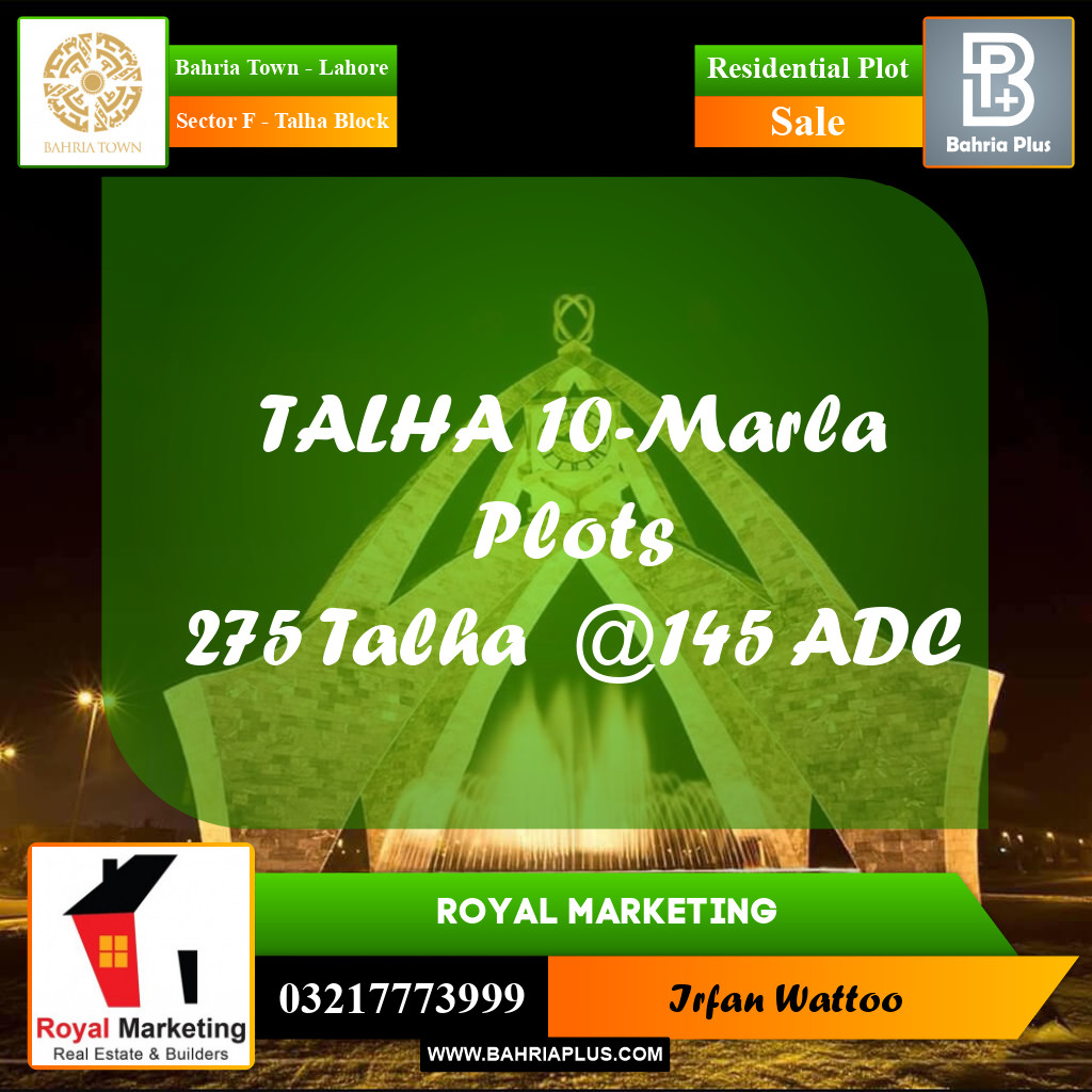 Residential Plot for Sale in Sector F - Talha Block -  Bahria Town, Lahore - (BP-180054)