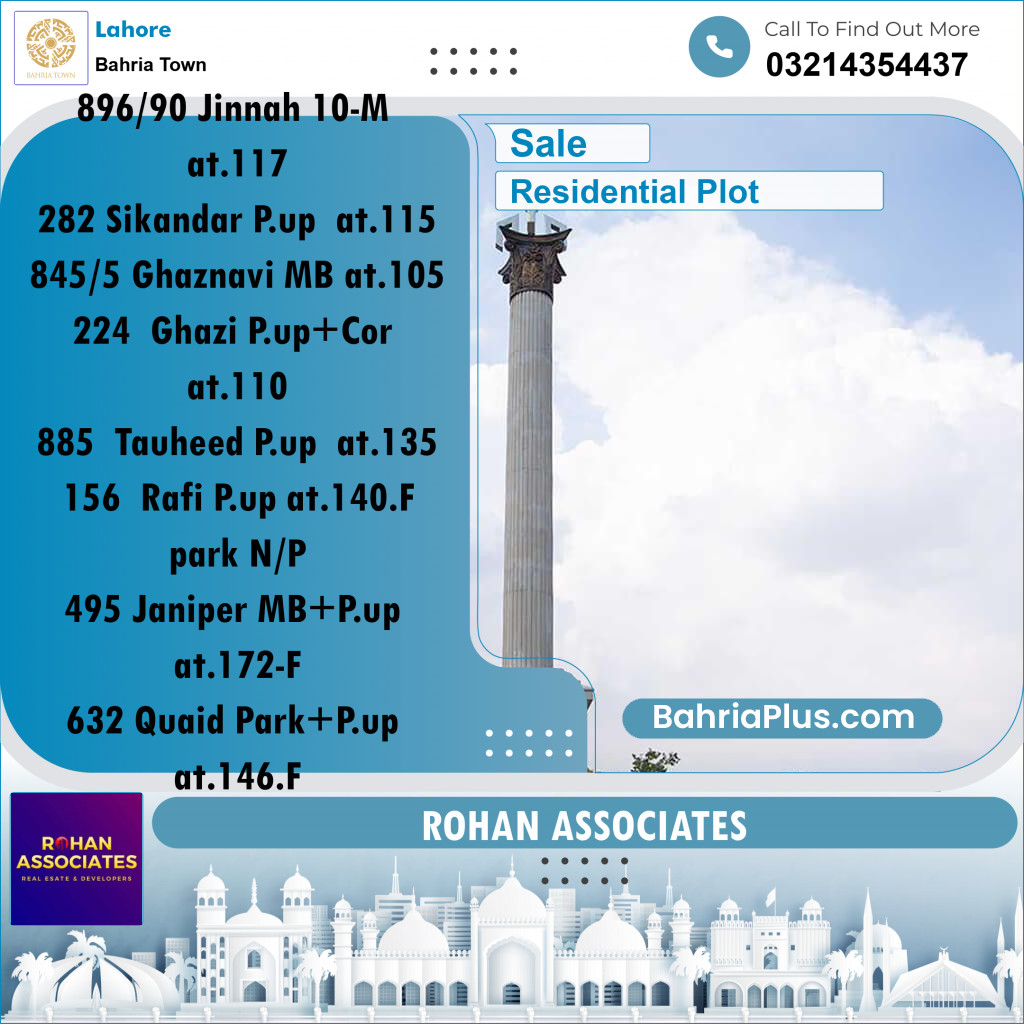Residential Plot for Sale in Sector E - Jinnah Block -  Bahria Town, Lahore - (BP-180063)