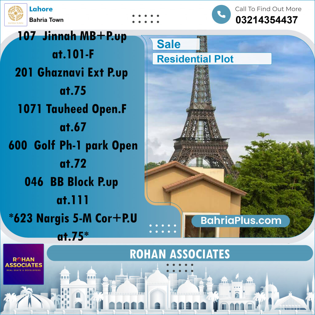 Residential Plot for Sale in Sector E - Jinnah Block -  Bahria Town, Lahore - (BP-180064)