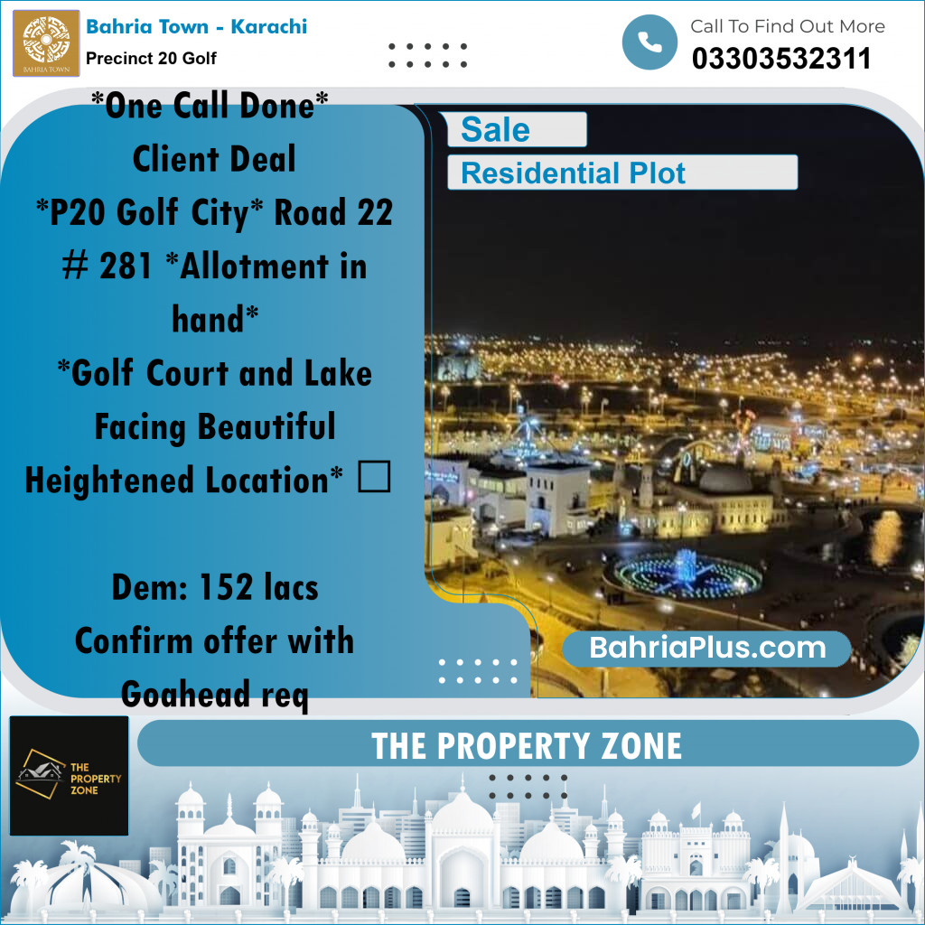Residential Plot for Sale in Precinct 20 Golf -  Bahria Town, Karachi - (BP-180124)