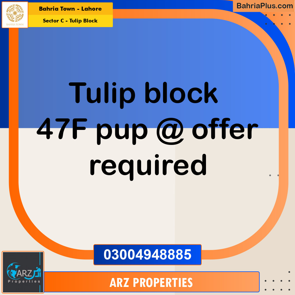 Residential Plot for Sale in Sector C - Tulip Block -  Bahria Town, Lahore - (BP-180190)