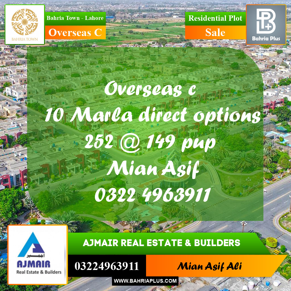 Residential Plot for Sale in Overseas C -  Bahria Town, Lahore - (BP-180207)