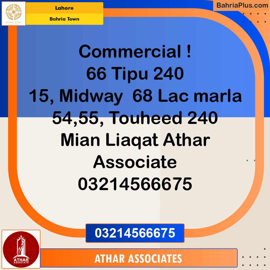 Residential Plot for Sale in Sector F - Tipu Commercial -  Bahria Town, Lahore - (BP-180218)