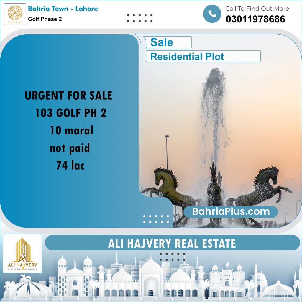 Residential Plot for Sale in Golf Phase 2 - Bahria Town, Lahore - (BP-180251)