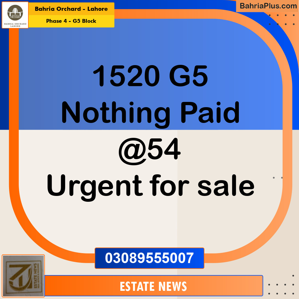 Residential Plot for Sale in Phase 4 - G5 Block -  Bahria Orchard, Lahore - (BP-180258)