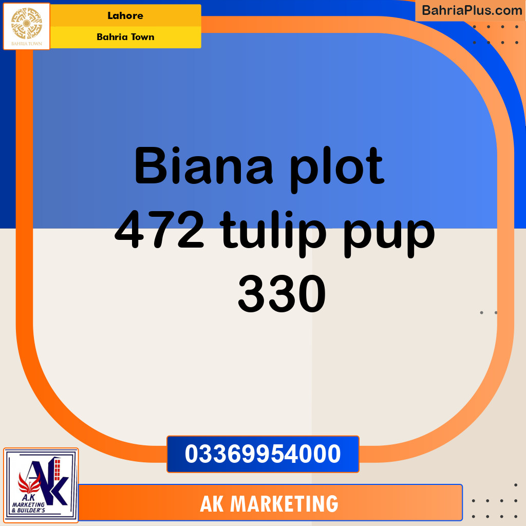 Residential Plot for Sale in Sector C - Tulip Block -  Bahria Town, Lahore - (BP-180277)