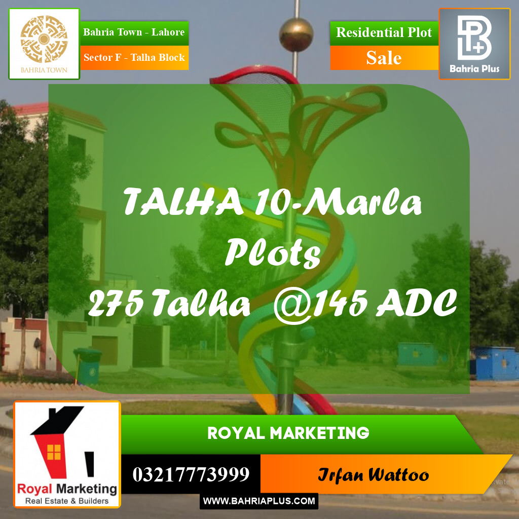 Residential Plot for Sale in Sector F - Talha Block -  Bahria Town, Lahore - (BP-180286)