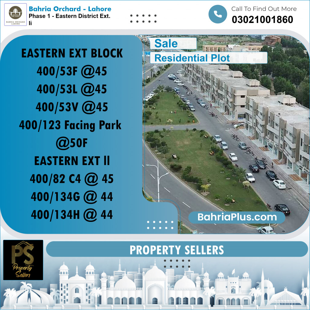Residential Plot for Sale in Phase 1 - Eastern District Ext. II -  Bahria Orchard, Lahore - (BP-180288)