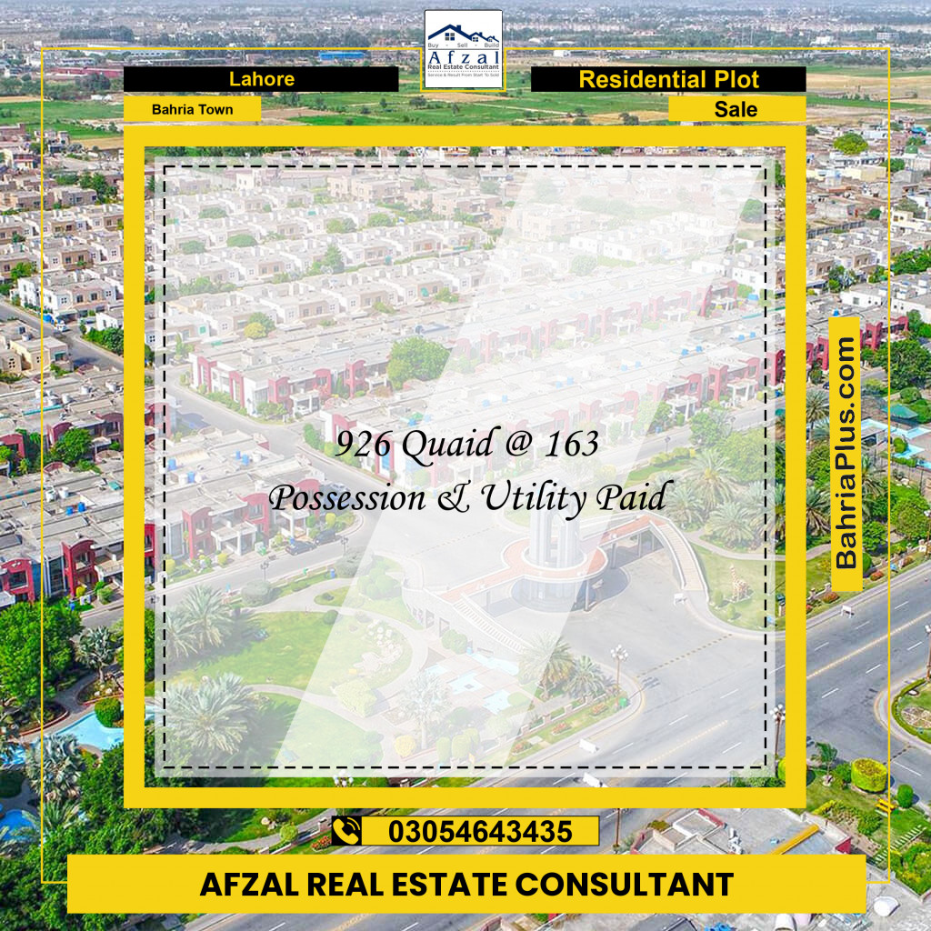Residential Plot for Sale in Sector E - Quaid Block -  Bahria Town, Lahore - (BP-180315)