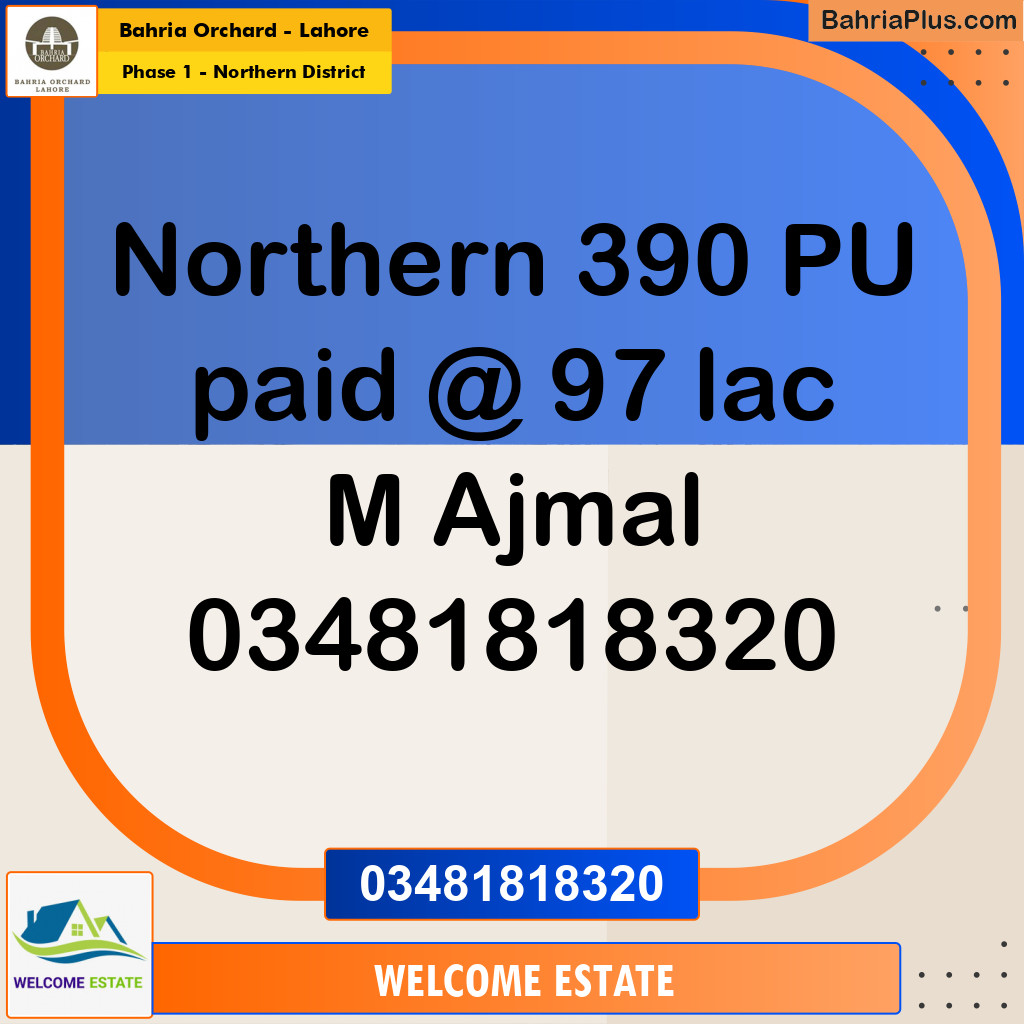 Residential Plot for Sale in Phase 1 - Northern District - Bahria Orchard, Lahore - (BP-180351)