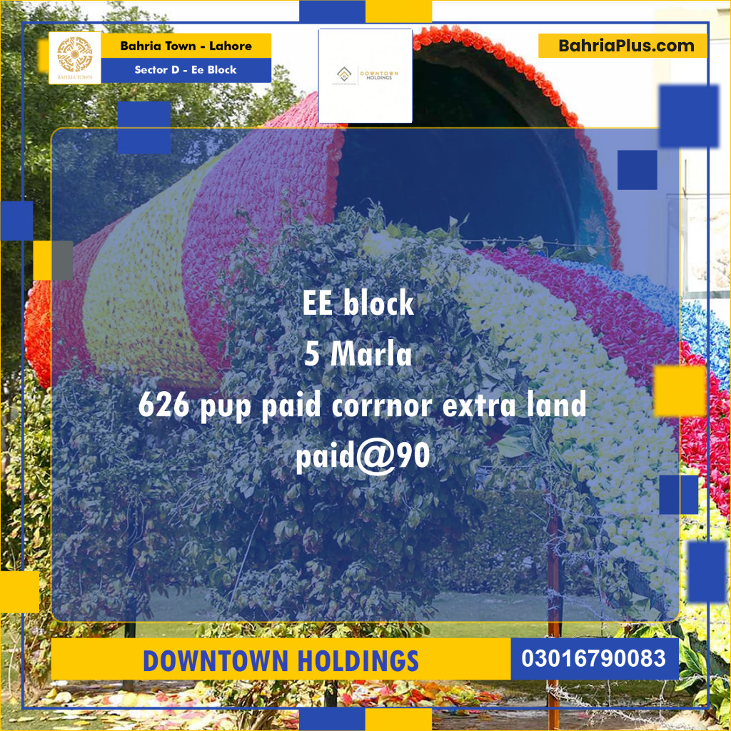 Residential Plot for Sale in Sector D - EE Block -  Bahria Town, Lahore - (BP-180372)