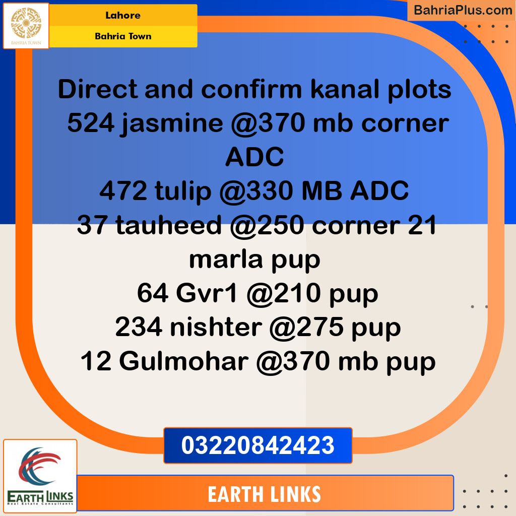 Residential Plot for Sale in Sector C - Jasmine Block -  Bahria Town, Lahore - (BP-180384)