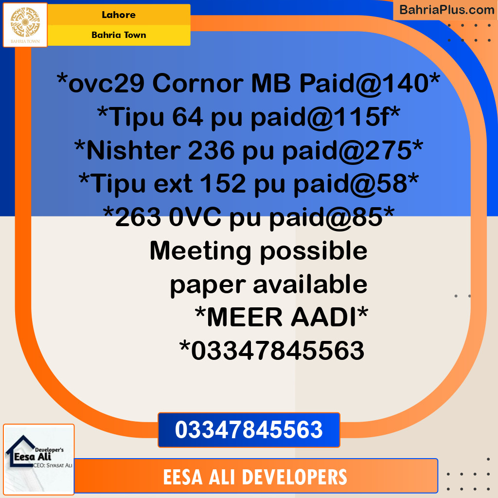 Residential Plot for Sale in Overseas A - Bahria Town, Lahore - (BP-180394)
