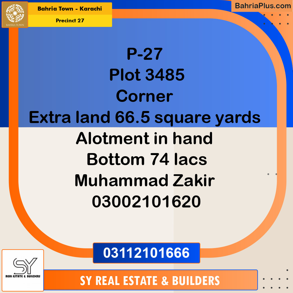 Residential Plot for Sale in Precinct 27 -  Bahria Town, Karachi - (BP-180421)