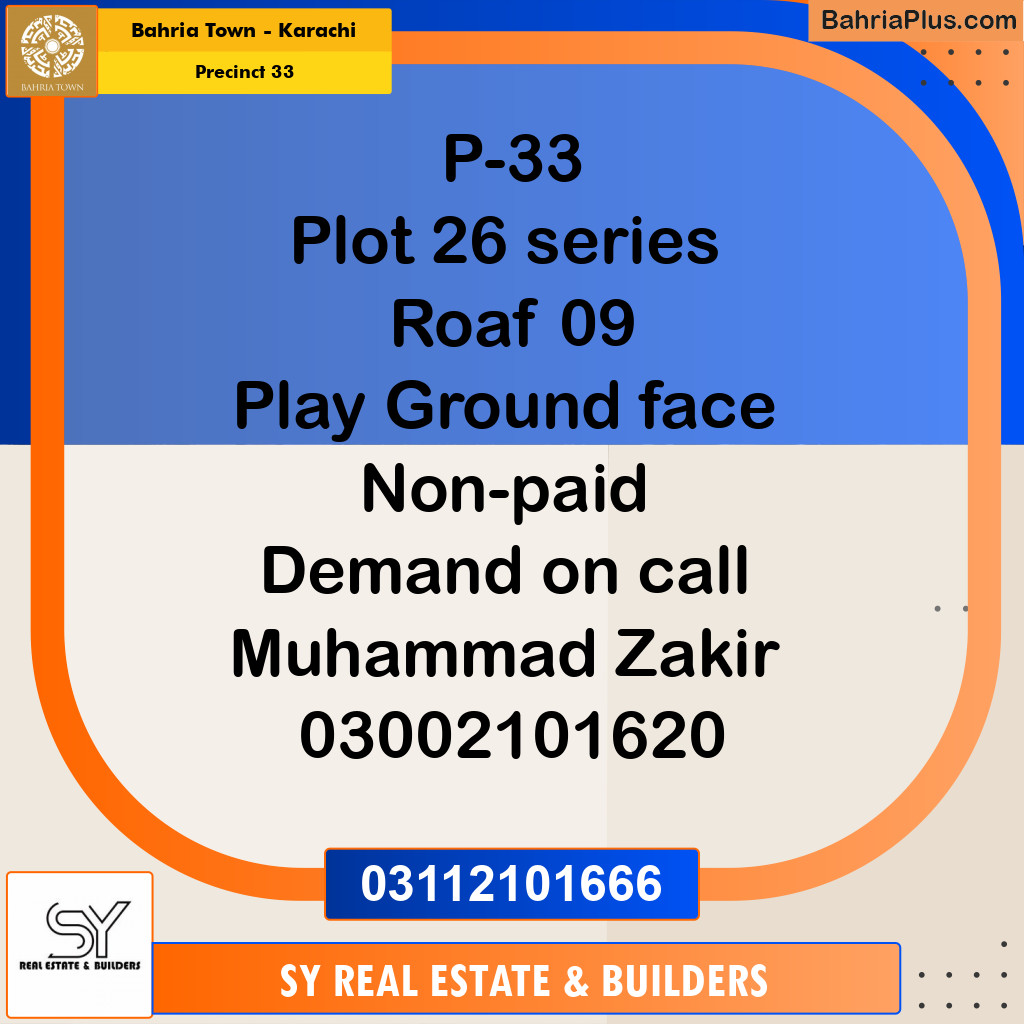 Residential Plot for Sale in Precinct 33 - Bahria Town, Karachi - (BP-180424)