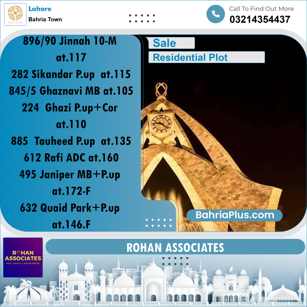Residential Plot for Sale in Sector E - Jinnah Block -  Bahria Town, Lahore - (BP-180432)