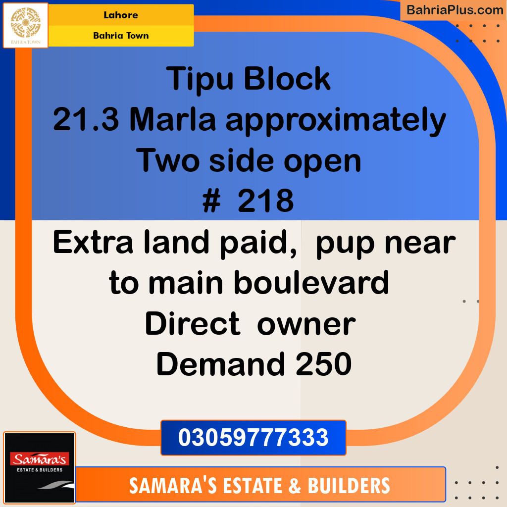 Residential Plot for Sale in Sector F - Tipu Sultan Block -  Bahria Town, Lahore - (BP-180479)