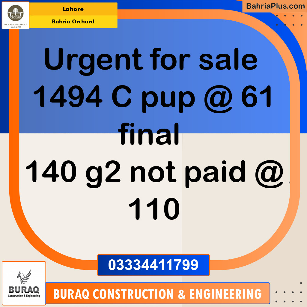 Residential Plot for Sale in Phase 2 - C Block -  Bahria Orchard, Lahore - (BP-180494)