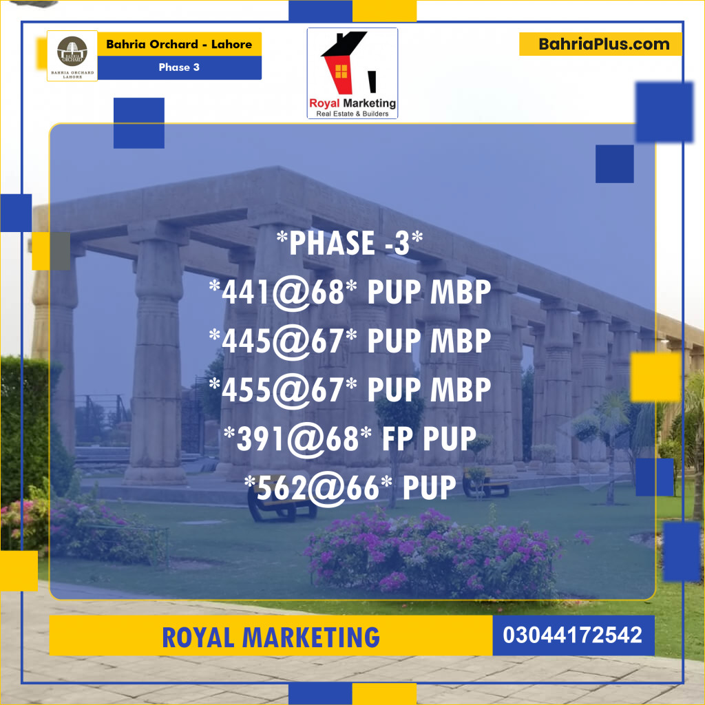 Residential Plot for Sale in Phase 3 -  Bahria Orchard, Lahore - (BP-180539)