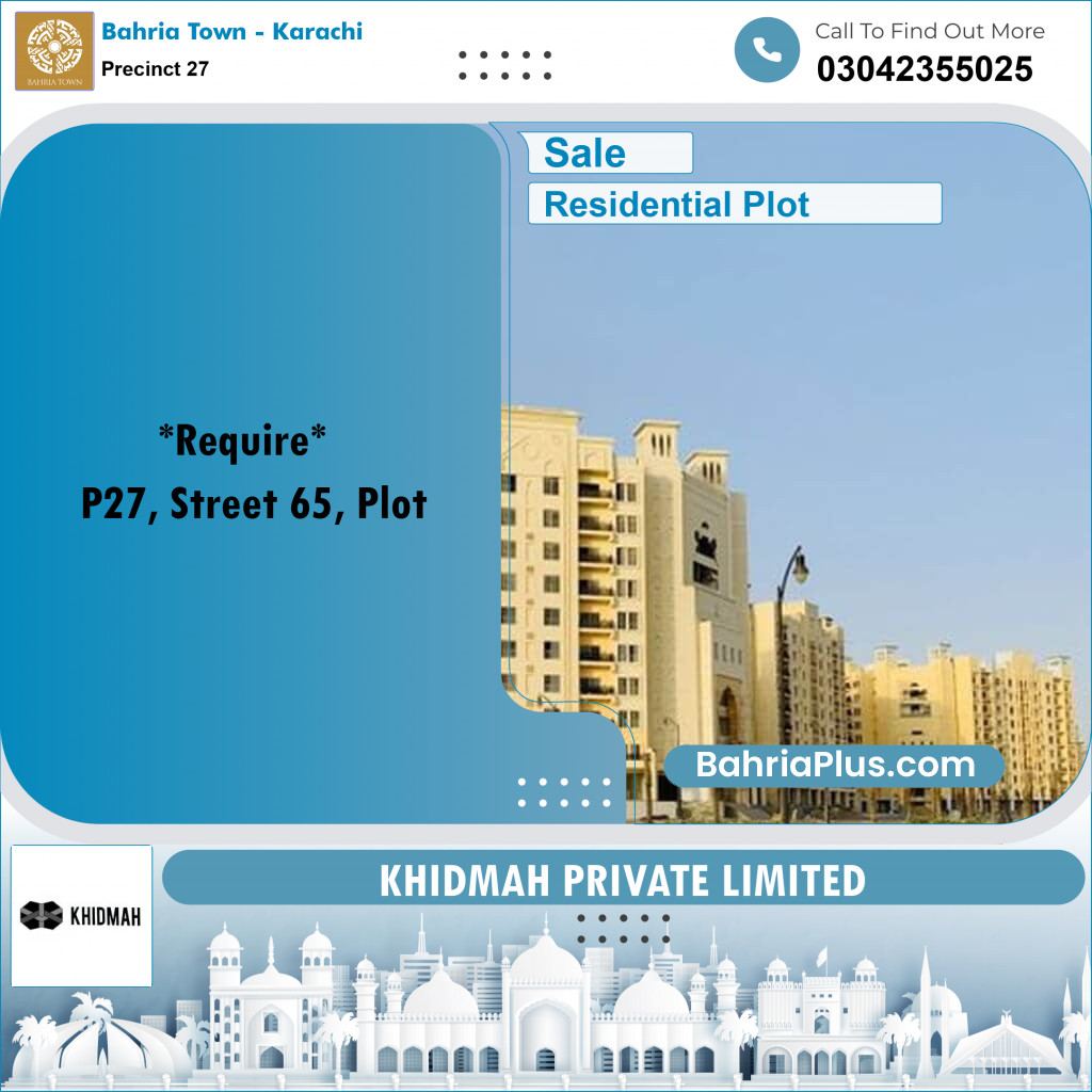 Residential Plot for Sale in Precinct 27 -  Bahria Town, Karachi - (BP-180554)
