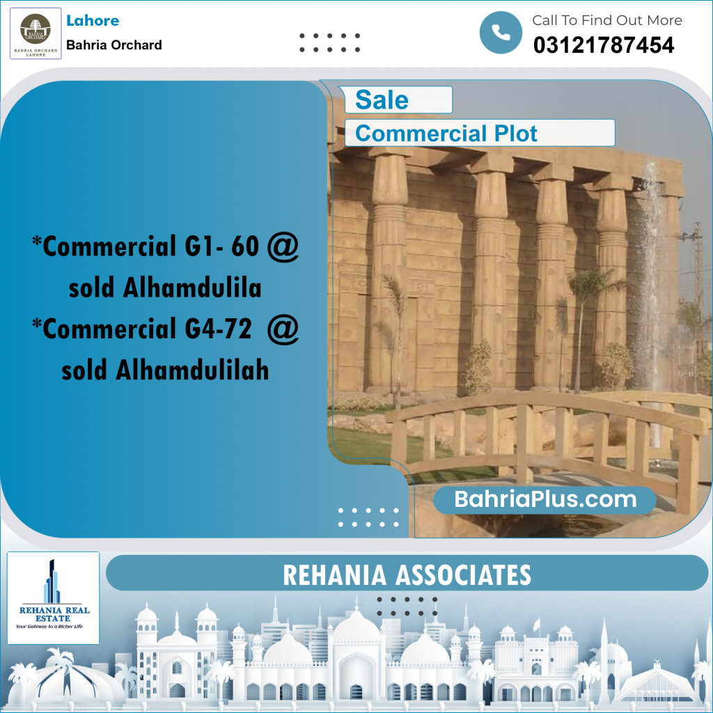 Commercial Plot for Sale in Phase 4 - G1 Commercial - Bahria Orchard, Lahore - (BP-180565)