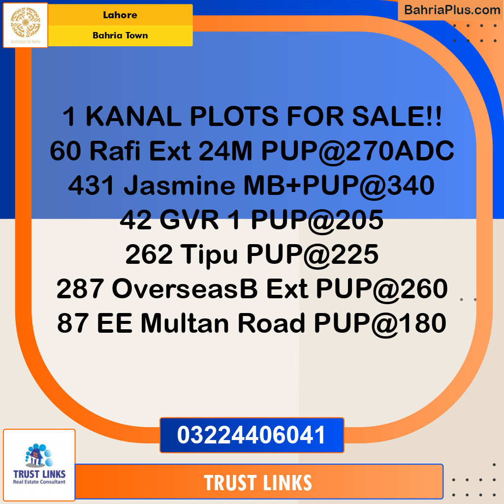 Residential Plot for Sale in Sector E - Rafi Ext. Block -  Bahria Town, Lahore - (BP-180573)
