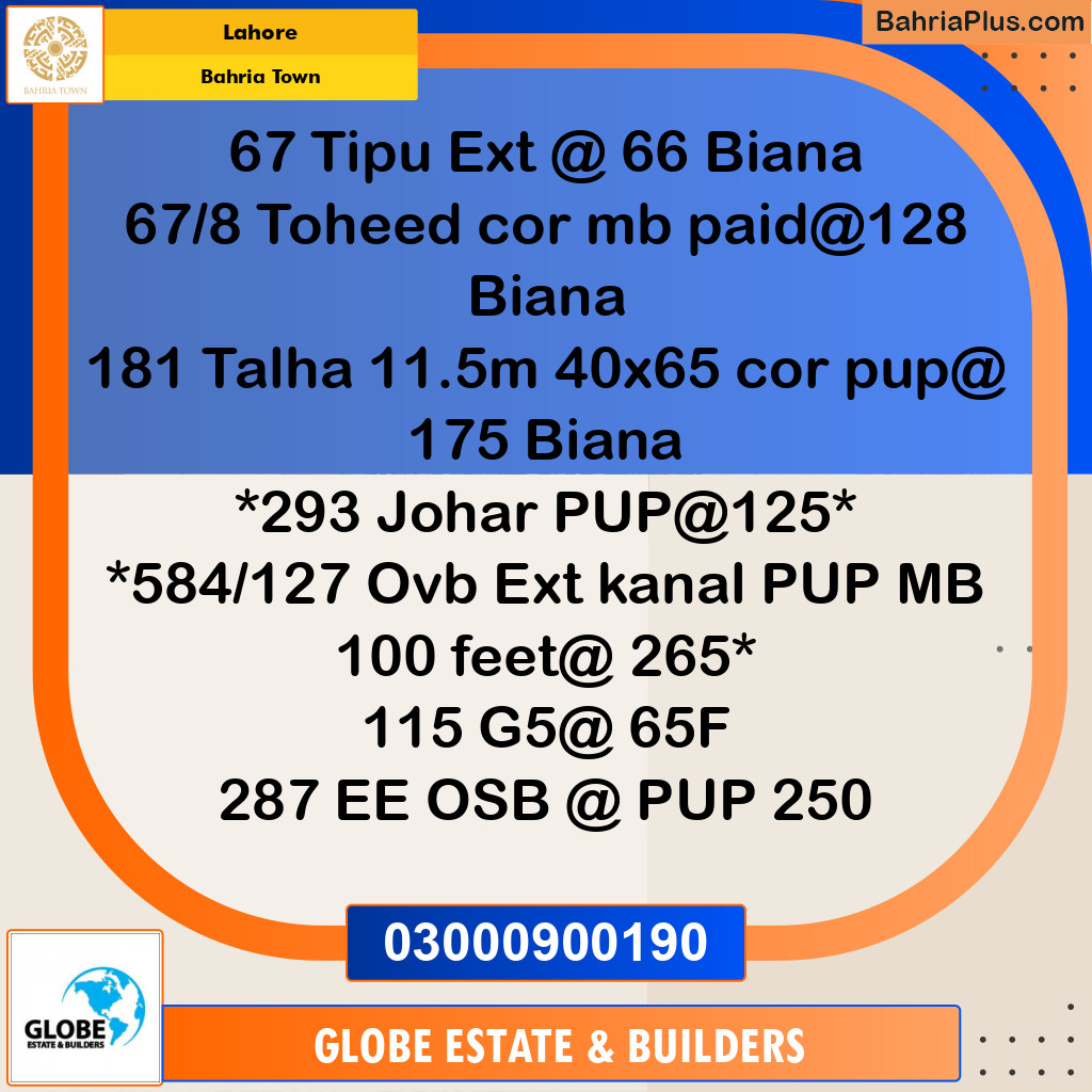 Residential Plot for Sale in Sector F - Tipu Sultan Ext. - Bahria Town, Lahore - (BP-180642)
