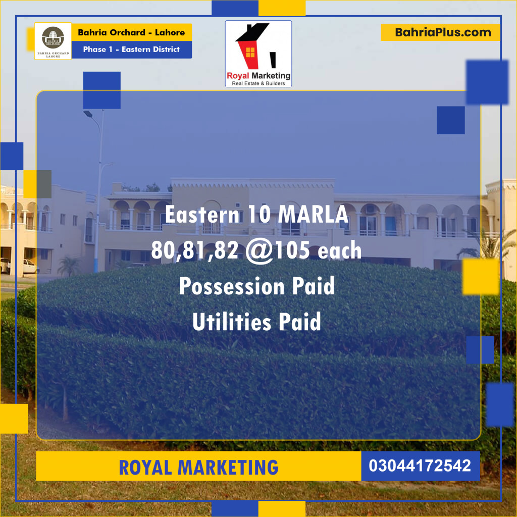 Residential Plot for Sale in Phase 1 - Eastern District -  Bahria Orchard, Lahore - (BP-180663)