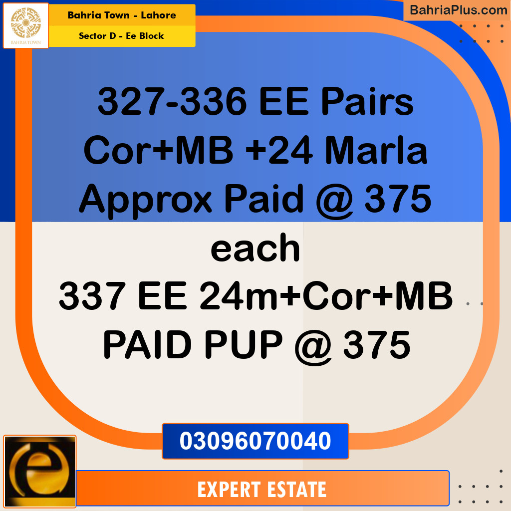 Residential Plot for Sale in Sector D - EE Block - Bahria Town, Lahore - (BP-180733)