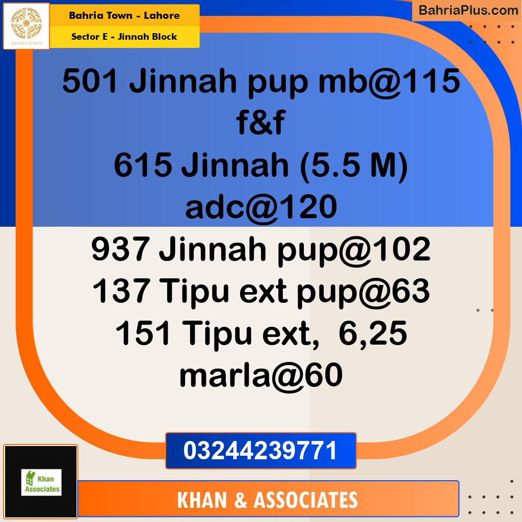 Residential Plot for Sale in Sector E - Jinnah Block -  Bahria Town, Lahore - (BP-180763)