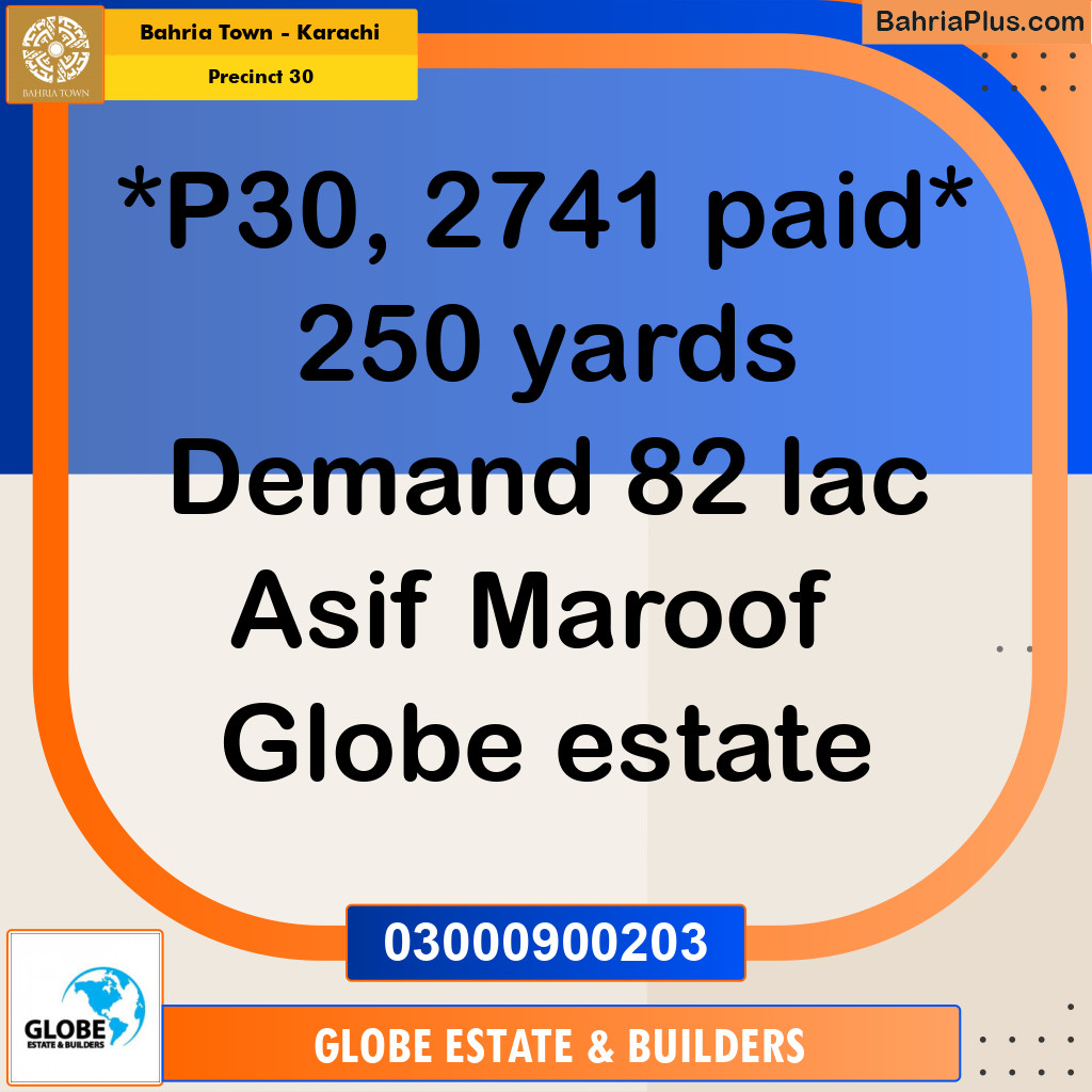 250 Sq. Yards Residential Plot for Sale in Precinct 30 -  Bahria Town, Karachi - (BP-180926)