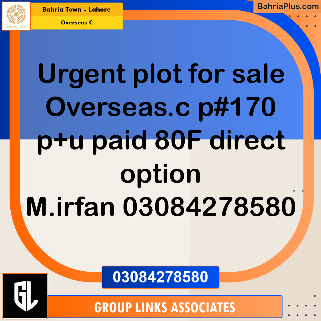 Residential Plot for Sale in Overseas C -  Bahria Town, Lahore - (BP-180938)