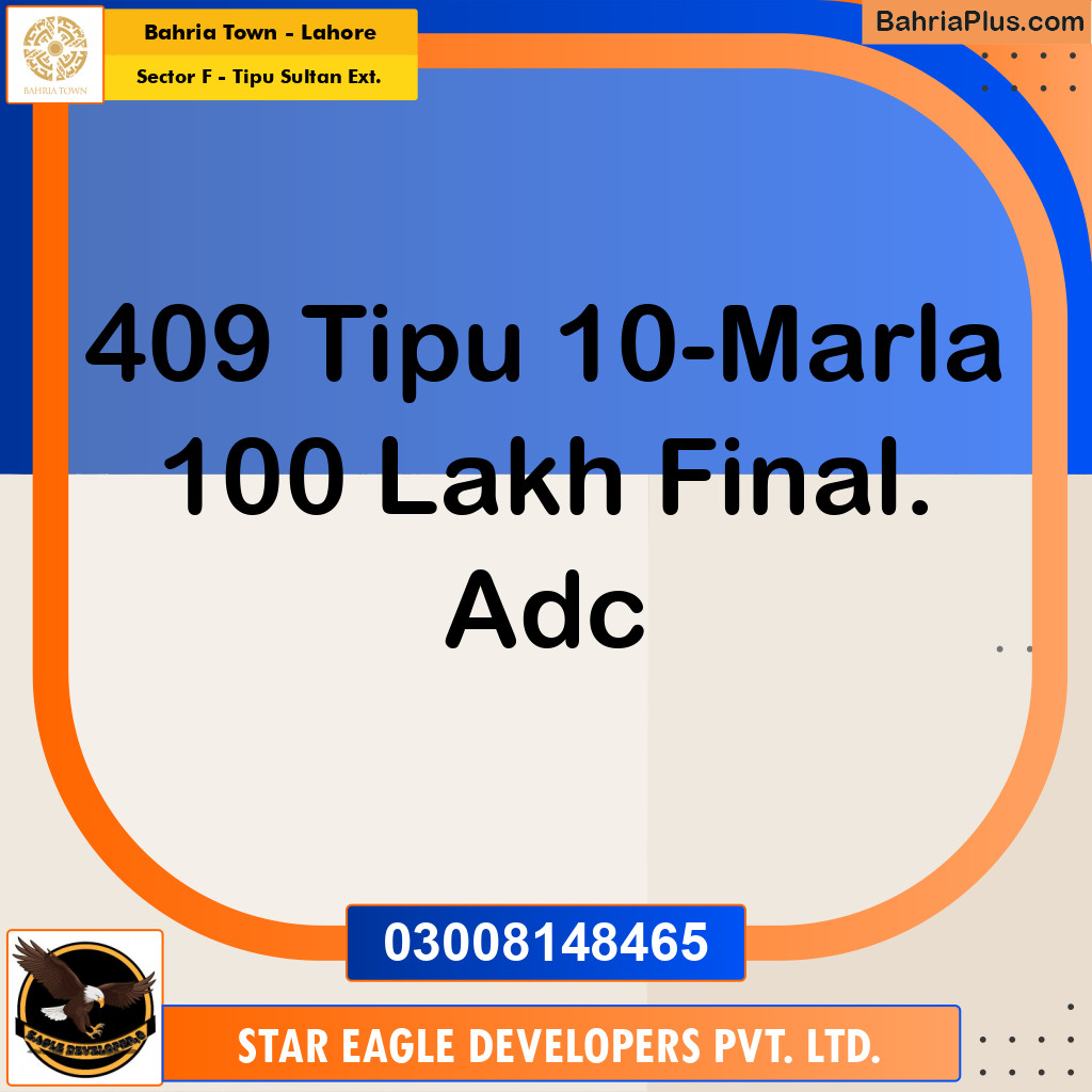 Residential Plot for Sale in Sector F - Tipu Sultan Ext. -  Bahria Town, Lahore - (BP-180958)