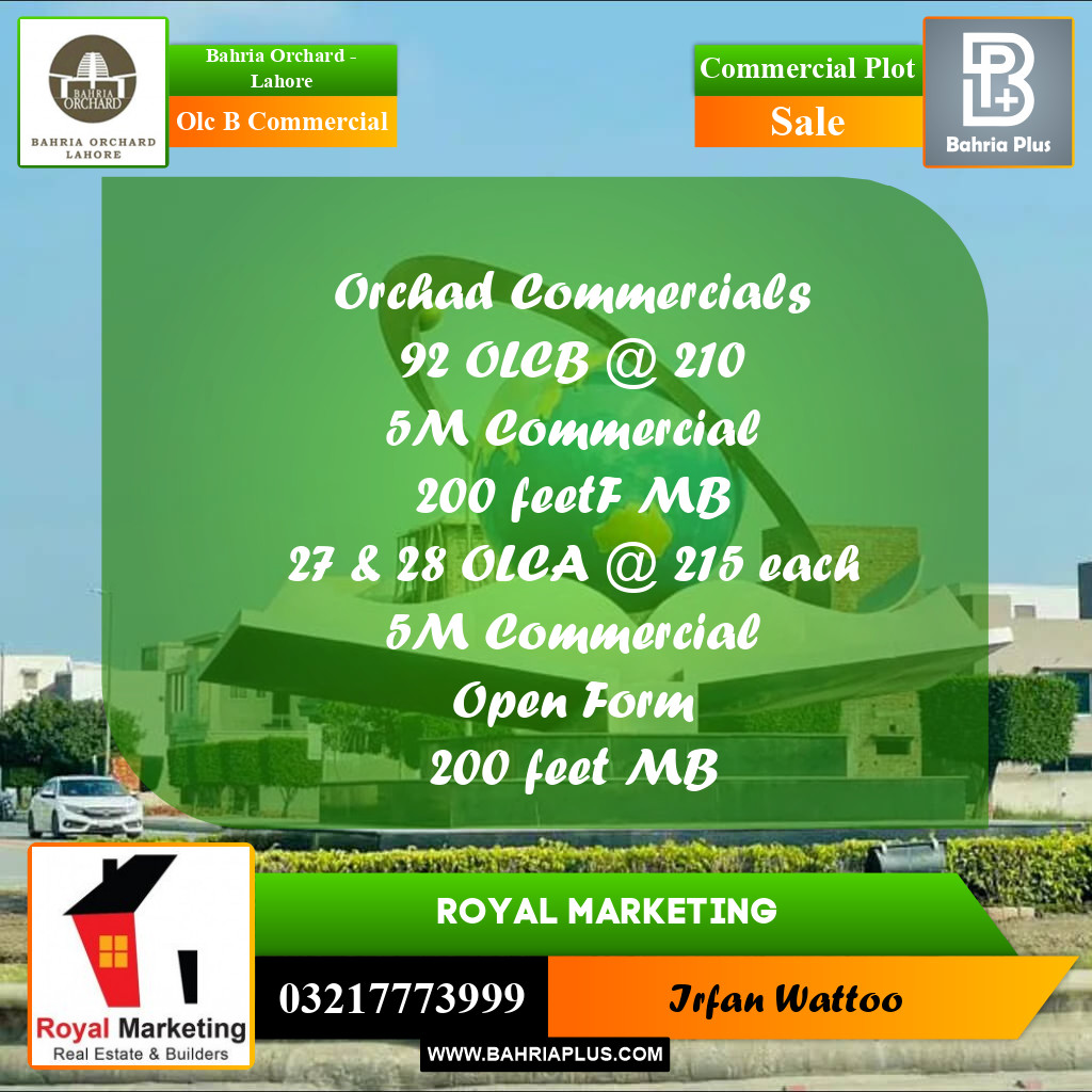 Commercial Plot for Sale in OLC B Commercial -  Bahria Orchard, Lahore - (BP-180977)