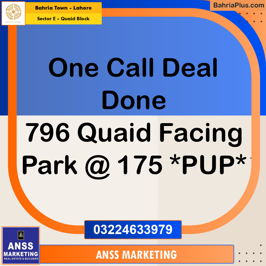Residential Plot for Sale in Sector E - Quaid Block -  Bahria Town, Lahore - (BP-180995)