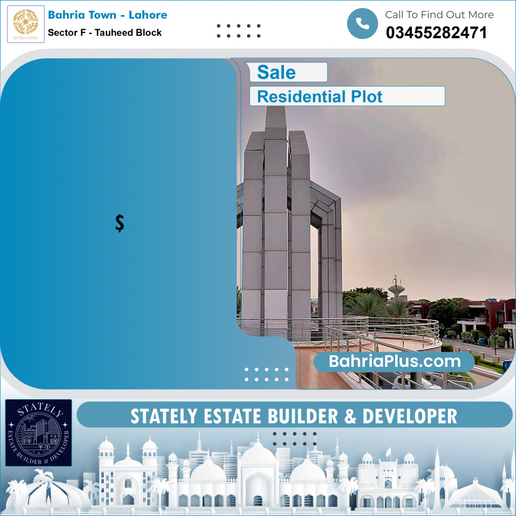 Residential Plot for Sale in Sector F - Tauheed Block -  Bahria Town, Lahore - (BP-180998)