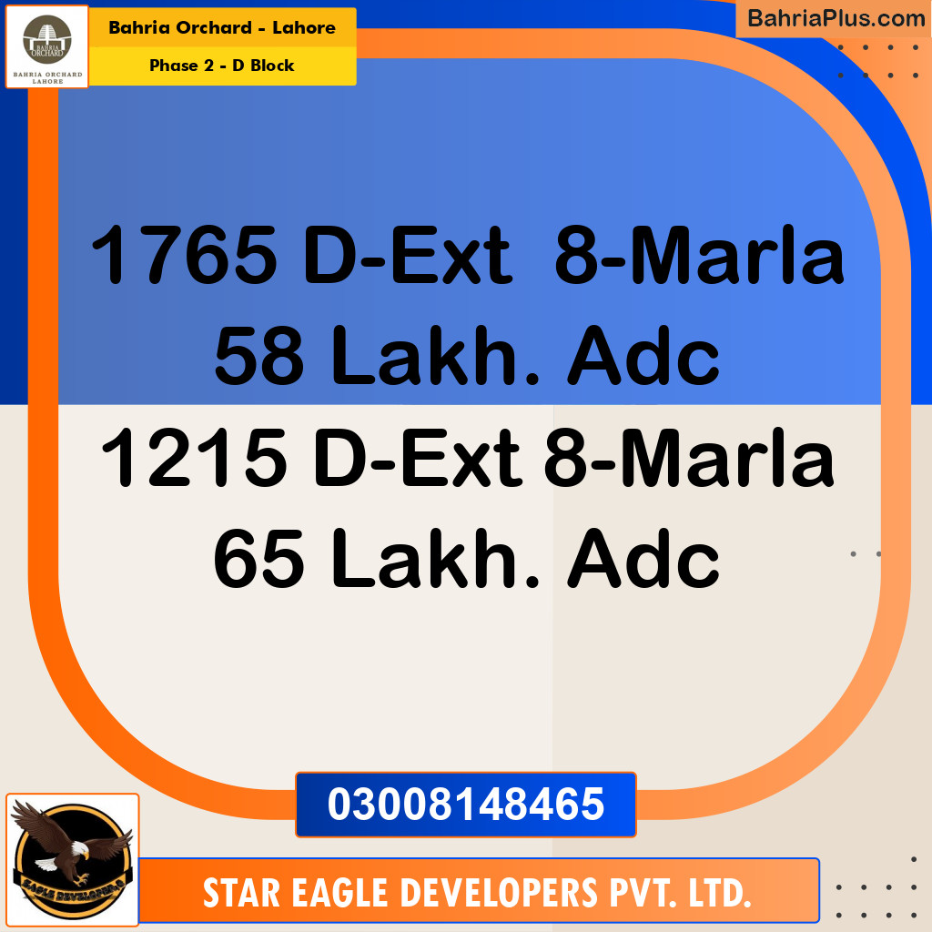 Residential Plot for Sale in Phase 2 - D Block -  Bahria Orchard, Lahore - (BP-181024)