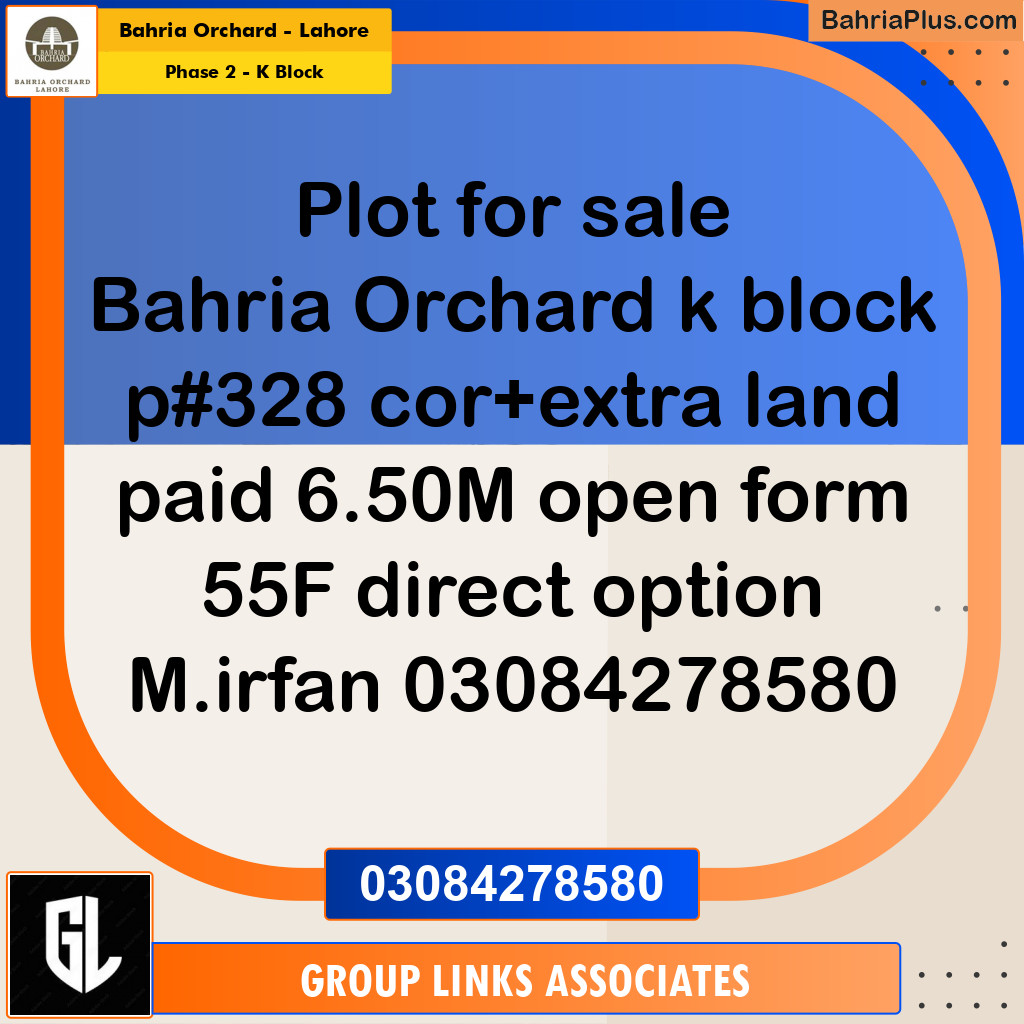 Residential Plot for Sale in Phase 2 - K Block - Bahria Orchard, Lahore - (BP-181052)