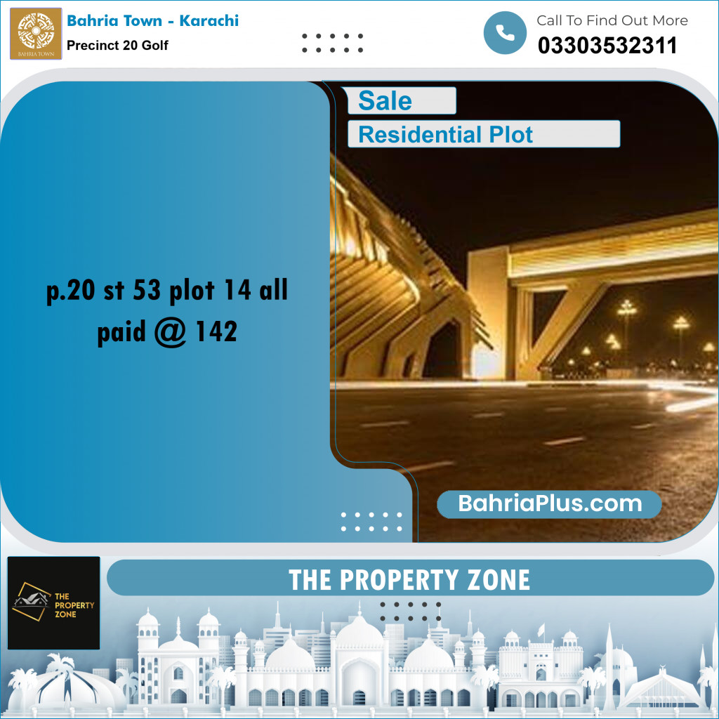 Residential Plot for Sale in Precinct 20 Golf -  Bahria Town, Karachi - (BP-181058)
