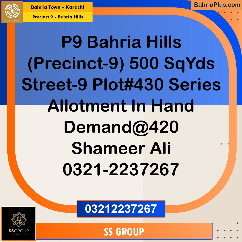 500 Sq. Yards Residential Plot for Sale in Precinct 9 - Bahria Hills -  Bahria Town, Karachi - (BP-181087)