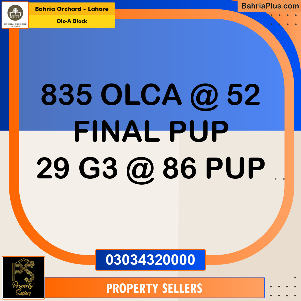 Residential Plot for Sale in OLC-A Block -  Bahria Orchard, Lahore - (BP-181120)